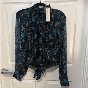 Bishop + Young Dark Floral Blouse - Black and Blue